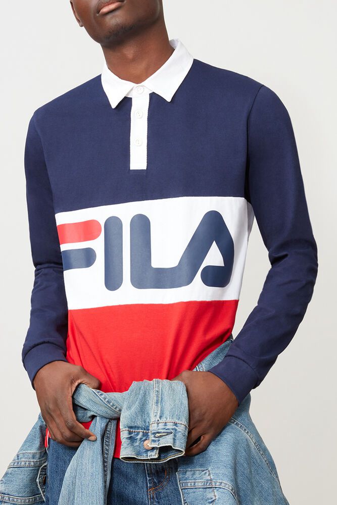 Fila Polo Mens Navy/Red/White Harley Rugby - Ireland 56782-XYNQ